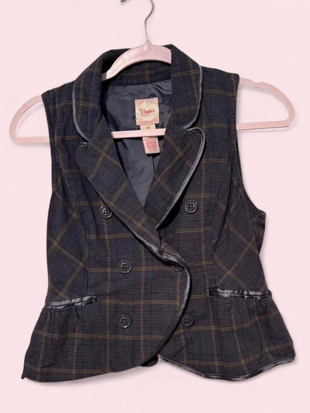 Y2K candies cute plaid fitted button up vest top med